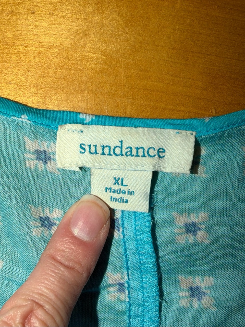 Sundance Womens XL Blue Boho Tunic Top Paisley Border Print Caftan 100% Modal - Picture 5 of 7